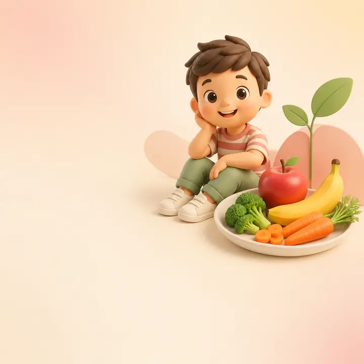 3D illustration of healthy child nutrition and growth